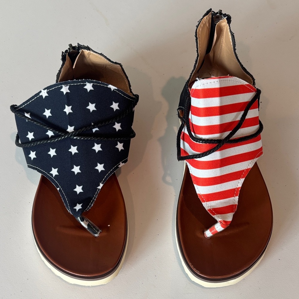 Patriotic Sandals - Red, White, and Blue - Picture 2 of 10